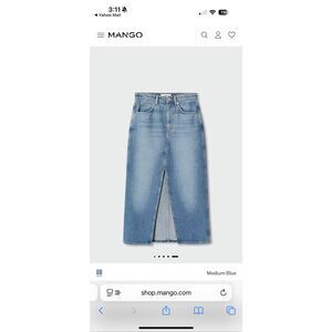 NWT Mango Slit Denim Midi Skirt, size: M